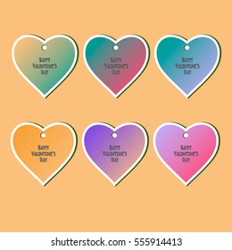 Happy Valentines Day Cards Set for Holiday Labels Design. Set of stickers Shape of hearts. Valentine's Day