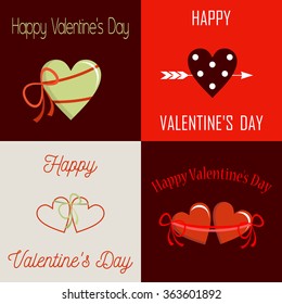 Happy Valentines Day Cards. Vector illustration