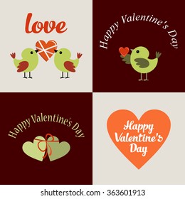 Happy Valentines Day Cards. Vector illustration