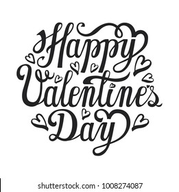 Happy Valentines day card.Vector background.Vector love heart symbols,lettering shape.Handwriting text.Holiday Illustration valentines day vector, text, message, lettering graphic design.Vintage