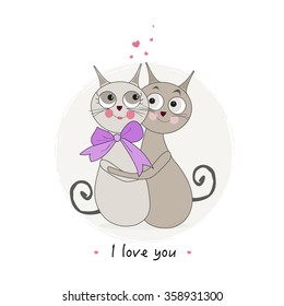 Happy valentine's day with cats couple greeting card