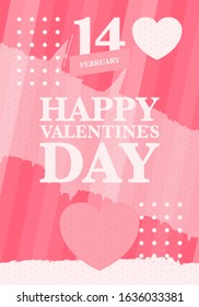 Happy Valentines Day. Celebrate annual in February 14. Romantic holiday for couple lovers. Valentines card with heart shape. Red and pink party design. Poster, card, banner and background. Vector