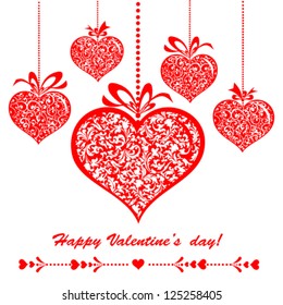 Happy Valentine's day! Celebration background with hearts and place for your text. Vector Illustration