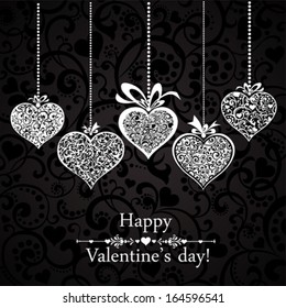 Happy Valentine's day! Celebration background with hearts and place for your text. Vector illustration