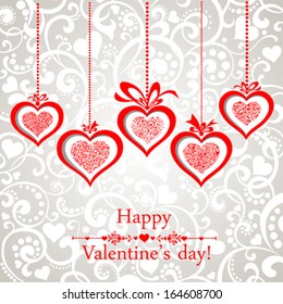 Happy Valentine's day! Celebration  background with hearts and place for your text. Vector illustration