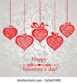 Happy Valentine's day! Celebration background with hearts and place for your text. Vector illustration 
