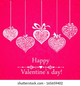 Happy Valentine's day! Celebration background with hearts and place for your text. Vector illustration 