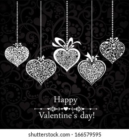 Happy Valentine's day! Celebration background with hearts and place for your text. Vector illustration