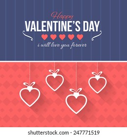 Happy Valentine's Day Celebration Card, Background, Announcement and Hanging Elements Celebration Message Poster Template 