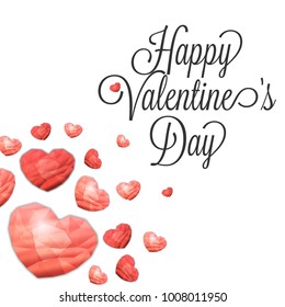 Happy Valentines Day celebration concept with hearts on grey background. 