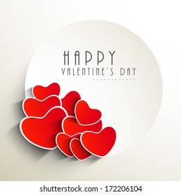 Happy Valentines Day celebration concept with sticky in shiny bright red heart shape. 
