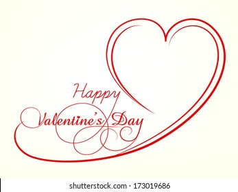 Happy Valentines Day celebration concept with stylish heart shape and text on yellow background, can be use as flyer, banner or poster. 