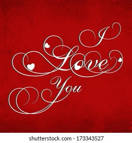 Happy Valentines Day celebration concept with stylish calligraphy of text I Love You on red background. 