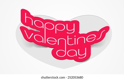 Happy Valentine's Day celebration concept with stylish text on a heart on white background.