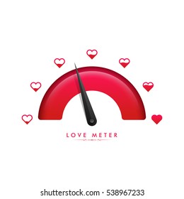 Happy Valentine's Day celebration concept with illustration of Red Love Meter.