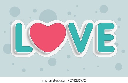 Happy Valentines Day celebration with creative text Love on blue background.