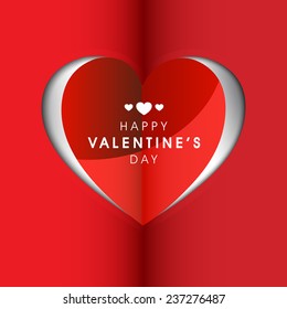 Happy Valentine's Day celebration folded paper with creative red heart. 