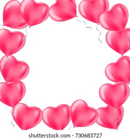 Happy Valentine's Day celebration. Frosted party balloons for event design. Party decorations for birthday, anniversary, celebration. Balloons in the shape of heart.
