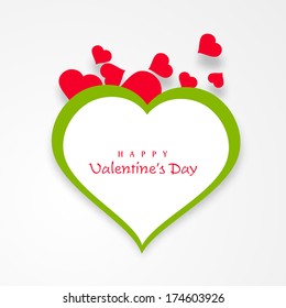 Happy Valentines Day celebration greeting card design with beautiful heart shape in green and red color on grey background. 