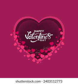 Happy Valentine's Day Celebration Greeting Card Decorated with Tiny Hearts in Pink Color.