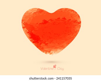 Happy Valentine's Day celebration greeting card with orange grungy heart.