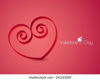 Happy Valentine's Day celebration greeting card or love card design with creative heart shape on red background.
