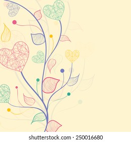 Happy Valentine's Day celebration greeting card decorated by floral design and colorful hearts.