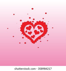 Happy Valentines Day celebration greeting card design with beautiful heart shape design in red color on pink background.