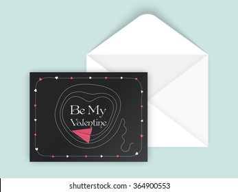 Happy Valentine's Day celebration greeting card with envelope.