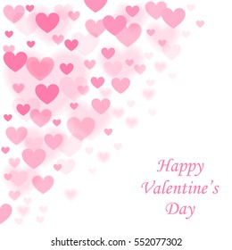 Happy Valentines Day celebration greeting card decorated with pink heart shape on white background. Happy Valentines vector illustration.