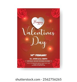 Happy valentines day celebration party editable print flyer or poster template valentines invitation card, love poster, elegant flyer, romantic event invitation design