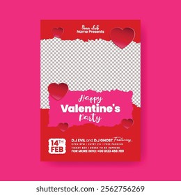 Happy valentines day celebration party editable print flyer or poster template valentines invitation card, love poster, elegant flyer, romantic event invitation design