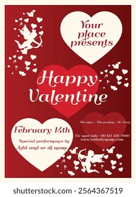 Happy Valentine's day celebration poster flyer or social media post design