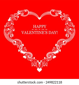 Happy Valentine's day! Celebration red background with hearts and place for your text. Vector Illustration