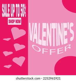  Happy Valentine's Day celebration sale header or banner set with a discount offer. Promotion and shopping template or background for Love and Valentine's day concept.Vector illustration
