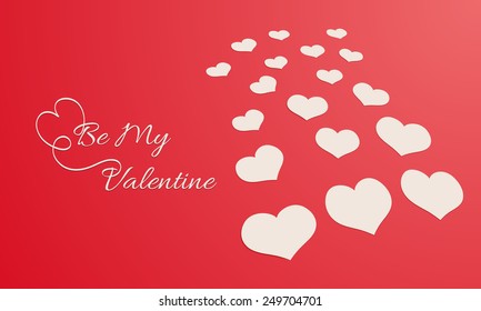 Happy Valentine's Day celebration with stylish text Be My Valentine and hearts on red background.