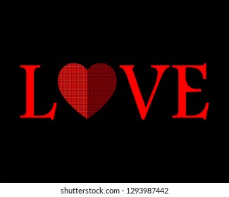 Happy Valentines Day celebration. Vector text, lettering phrase. Abstract word Love