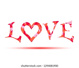 Happy Valentines Day celebration. Vector text, lettering phrase. Abstract word Love