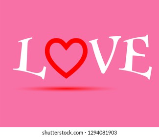 Happy Valentines Day celebration. Vector text, lettering phrase. Abstract word Love