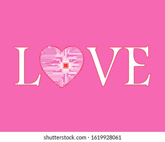 Happy Valentines Day celebration. Vector text, lettering phrase. Abstract word Love