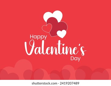 Happy Valentine's Day celebration, Vector illustration hearts, Love greeting card design, Posters with a Love shape on a Red Background.
