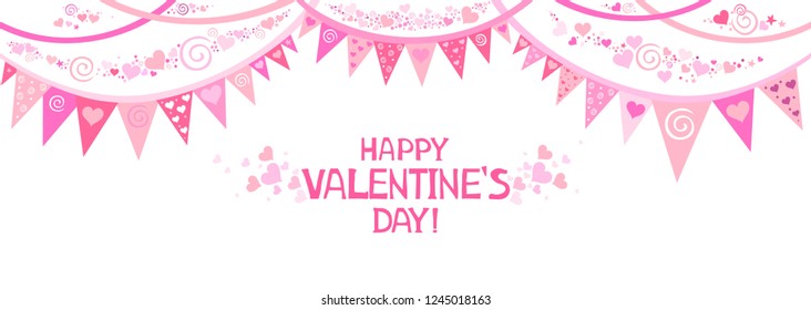 Happy Valentine's day! Celebration white background with heart and place for your text.  Design for poster, invitation, card, banner, flyer. Design for wedding. February 14. Vector Illustration