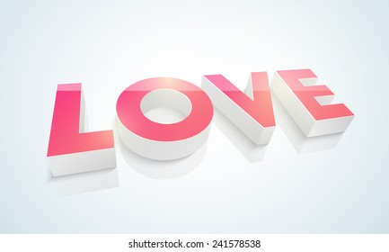 Happy Valentine's Day celebrations with 3D pink text Love on blue background.