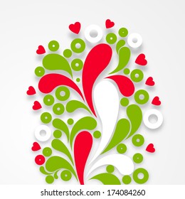 Happy Valentines Day celebrations concept with colorful floral design on grey background, can be use as flyer, banner or poster. 