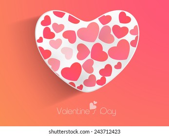 Happy Valentine's Day celebrations with stylish heart shape on pink and orange background.