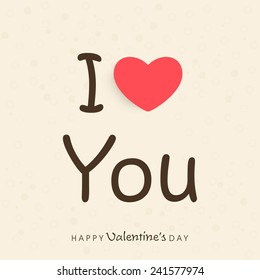 Happy Valentine's Day celebrations with text I Love You and red heart.