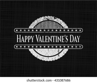 Happy Valentine's Day chalk emblem, retro style, chalk or chalkboard texture
