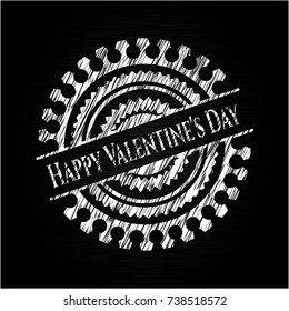 Happy Valentine's Day chalk emblem written on a blackboard