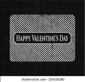 Happy Valentine's Day chalkboard emblem on black board