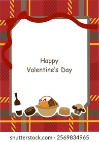 Happy Valentine's Day character and checked and chocolate gift design.